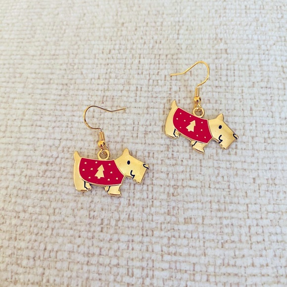 Christmas Scotty Dog Earrings Handmade NWT - Picture 6 of 7